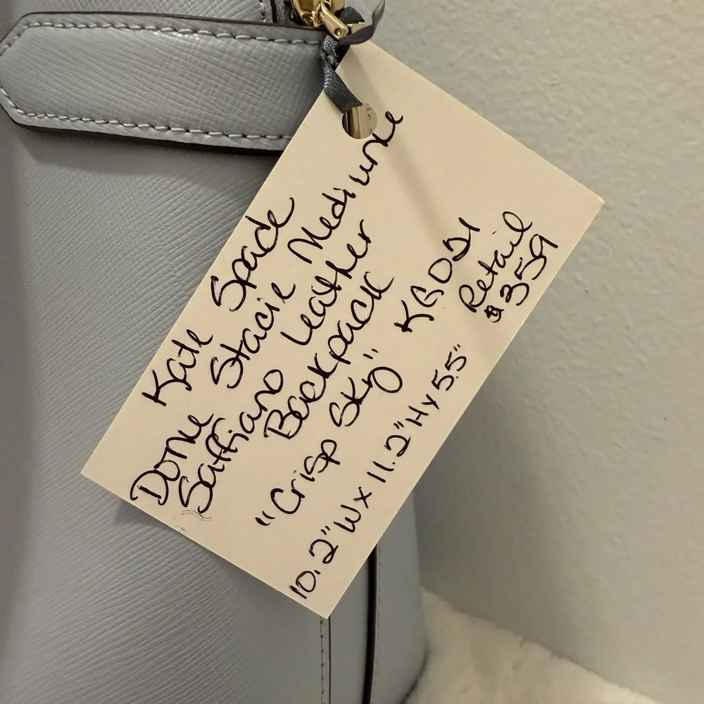 Kate Spade Dome Stacie Saffiano Leather Sky Blue Backpack NWOT’s - Picture 6 of 6